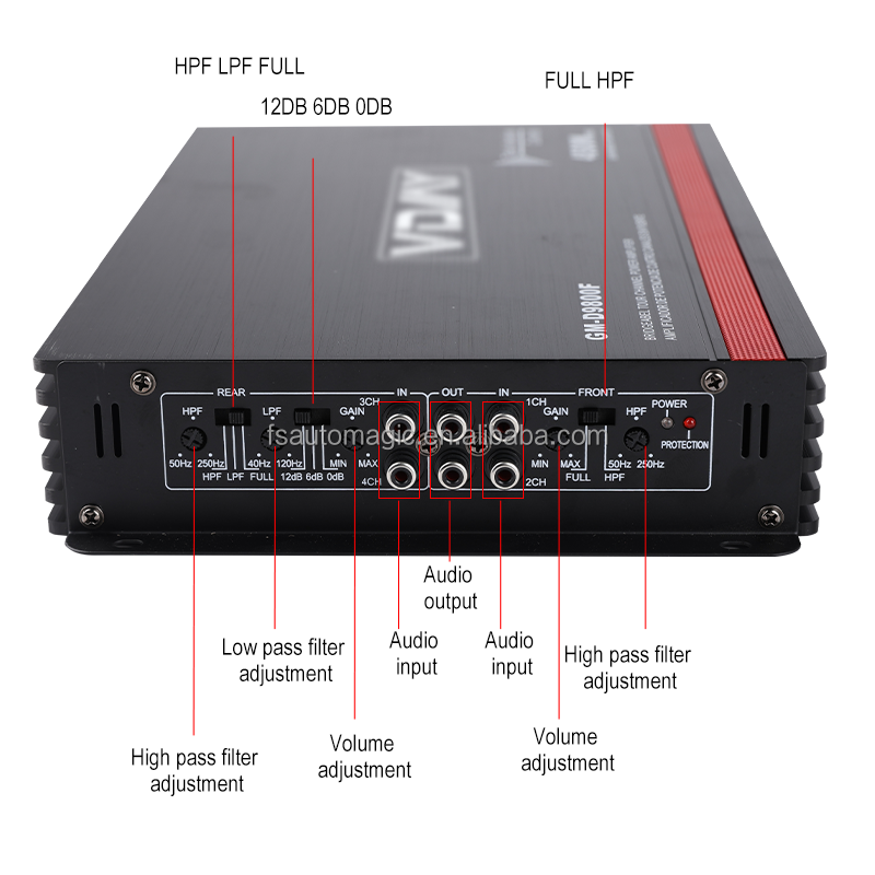 Auto Magic Cube 9800F 4 channel 6000 watts max power full range car amplifier 12v car amplifier 4.1