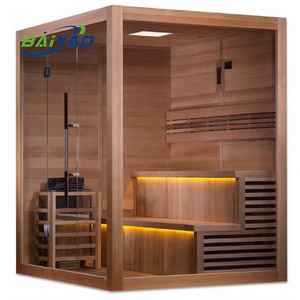 New Design Dry Steam  Cabinet 4 Person Infrared Sauna Hemlock Square Outdoor Sauna