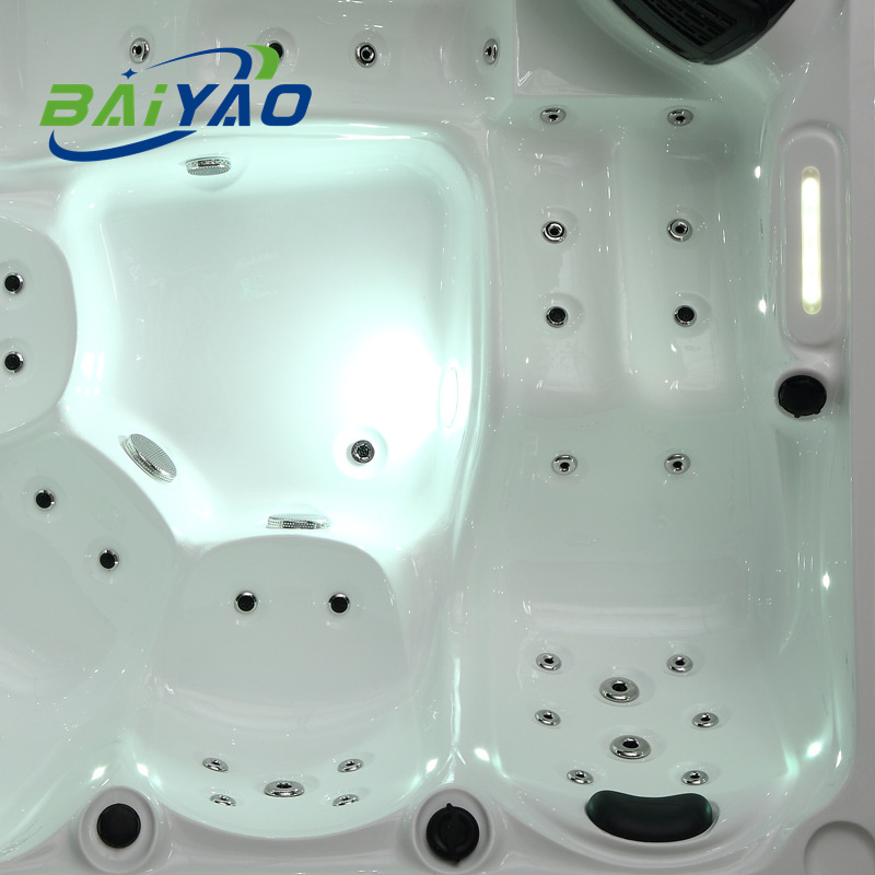 Baiyao 5 Person Spa Factory Jacuzzier Prices Outdoor Freestanding Acrylic Shell Whirlpool Massage Hot Tub