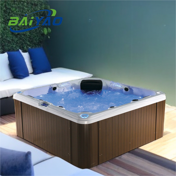 Baiyao 5 Person Spa Factory Jacuzzier Prices Outdoor Freestanding Acrylic Shell Whirlpool Massage Hot Tub