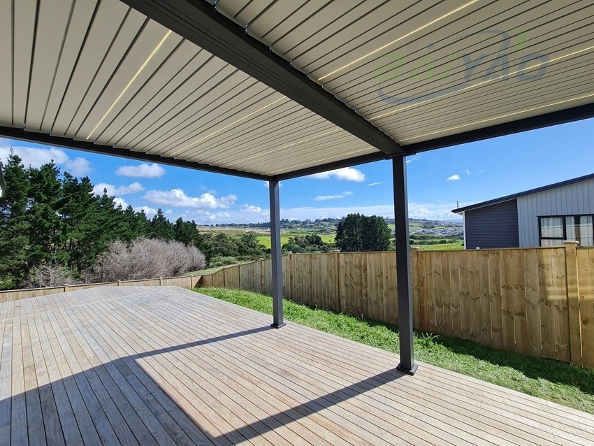 Outdoor Restaurant With Automated Opening Louvered Roof Bioclimatic Pergola With Lighting Aluminum Gazebo