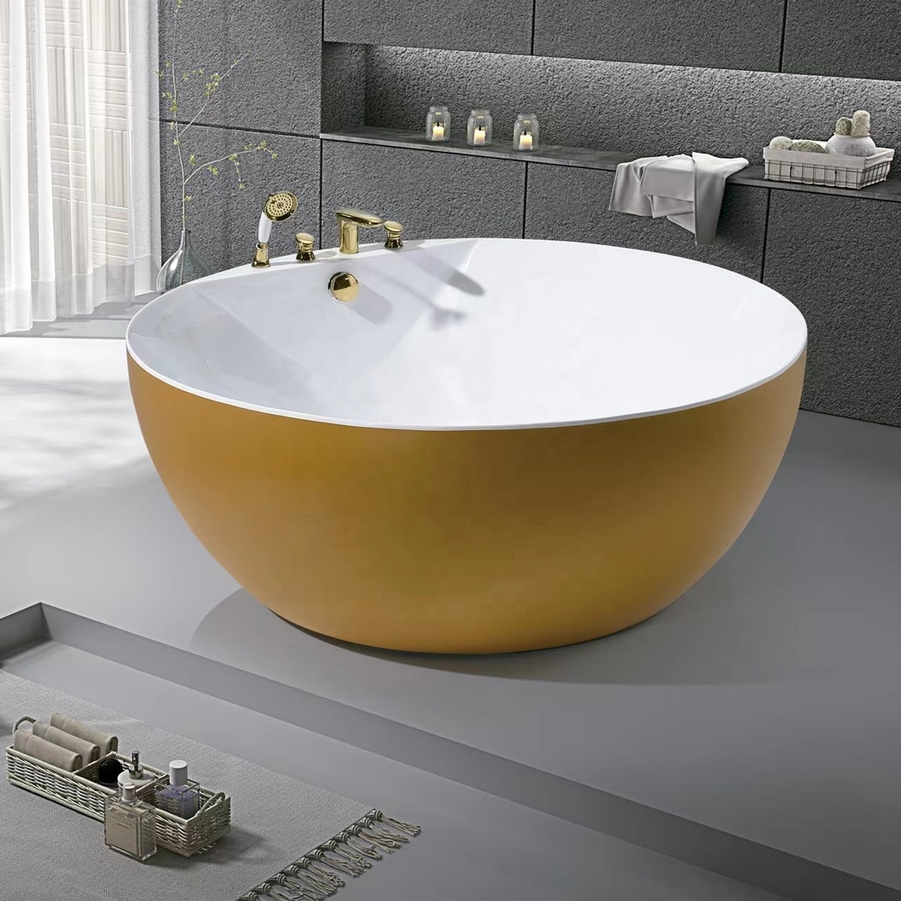 Freestanding Clear Acrylic Bathtubs & Whirlpools Hot Sale Round Massage Jacuzzier Soaking Indoor Tubs With Faucet