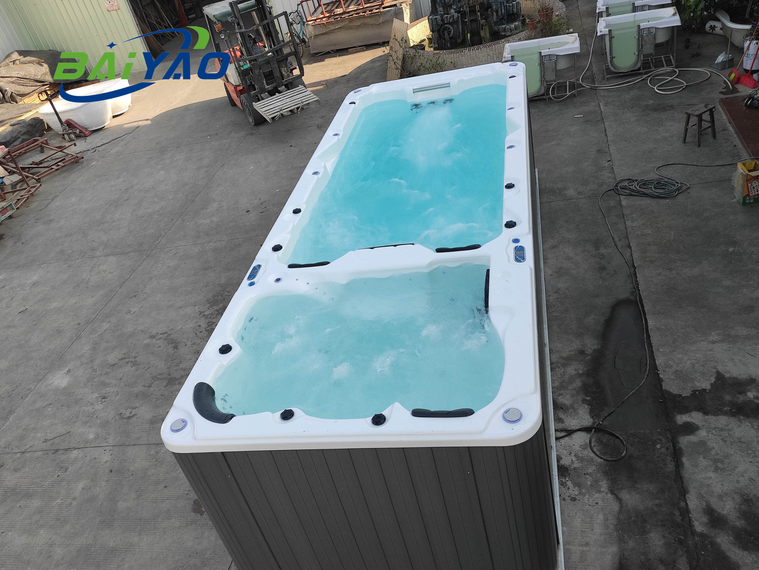 Custom Large Size Fiberglass Swim Spa Jacuzzier Prices Swimming Pool Prefab Garden Spa Jakuzi With Pool