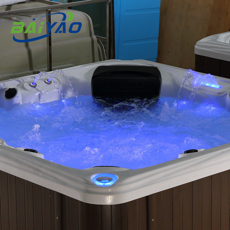 Baiyao 5 Person Spa Factory Jacuzzier Prices Outdoor Freestanding Acrylic Shell Whirlpool Massage Hot Tub