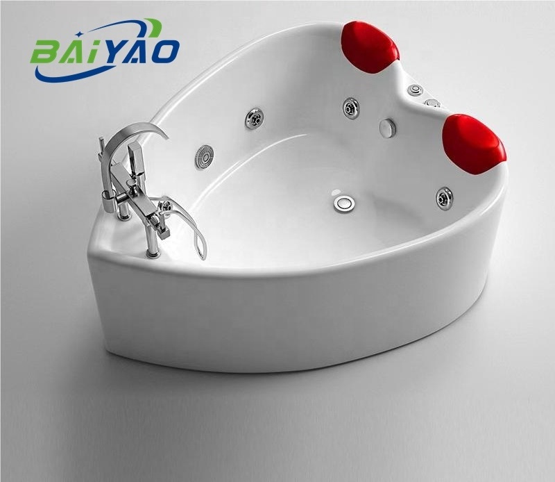 BaiYao Spa Tub 2 People Whirlpool Massage Indoor Cold Winter Ice Bath Heart-shaped Bathtub With Pillows