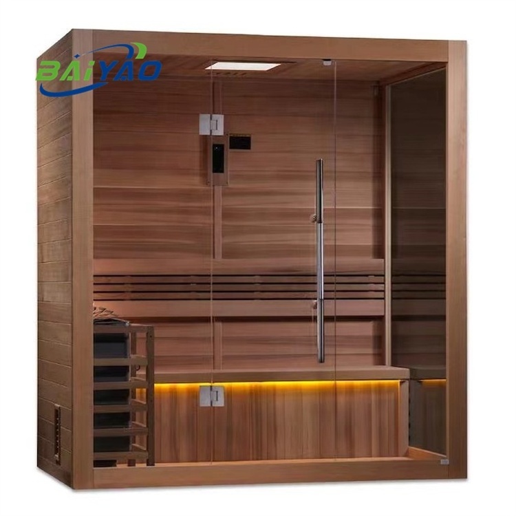 New Design Dry Steam  Cabinet 4 Person Infrared Sauna Hemlock Square Outdoor Sauna