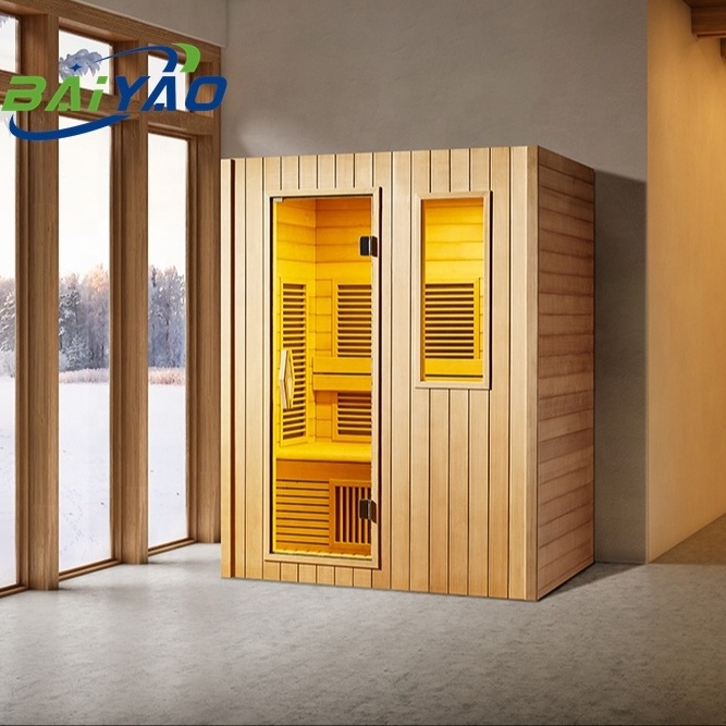 2 Person Portable Indoor Far Infrared Sauna  Half Body Hemlock Sauna Room for Home Use