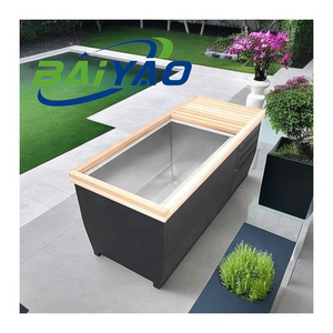 Ice Bath Wood Tank Cold Plunge Insulation Cover Stainless Steel Liner Ice Tub For Body Recovery