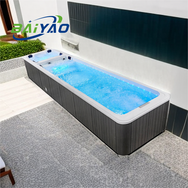 Wholesale 12 Meter Liquid Acrylic Luxury Outdoor Large Family Used Outdoor Sport Swim Spa Endless Pool  Swimming Pool Spa