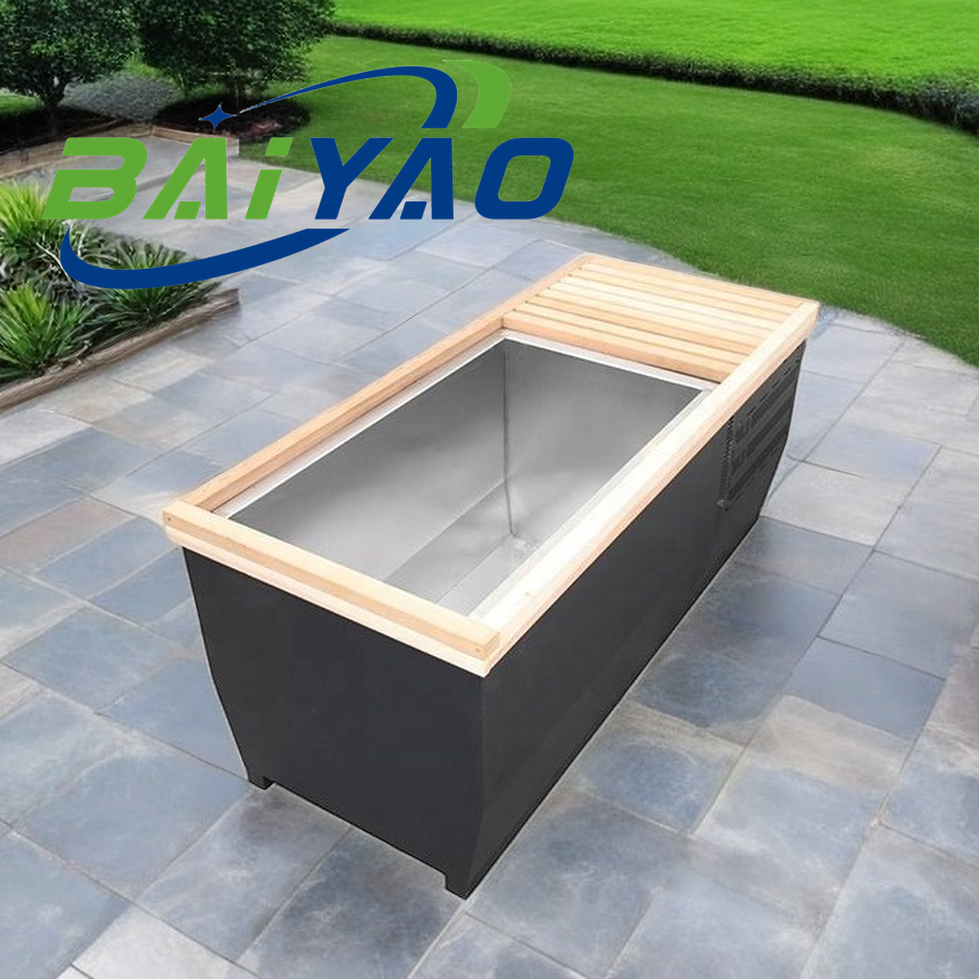 Ice Bath Wood Tank Cold Plunge Insulation Cover Stainless Steel Liner Ice Tub For Body Recovery