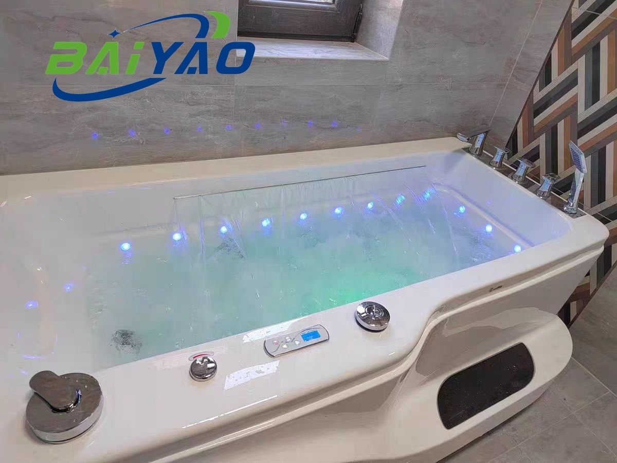 Dual-Person Hydromassage Spa Tub in Hotel, with Colored Bubble Massage, Acrylic Jacuzzi, and Whirlpool Jetted Bathing