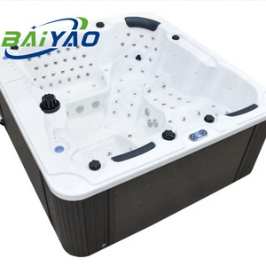 Europe Hot Sale Tub 140 Jets Outdoor Spa Jakuzzy 4 People With Automatic Balboa Control Pure Acrylic Garden  Bathtub