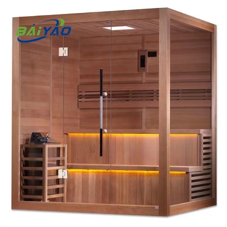 New Design Dry Steam  Cabinet 4 Person Infrared Sauna Hemlock Square Outdoor Sauna