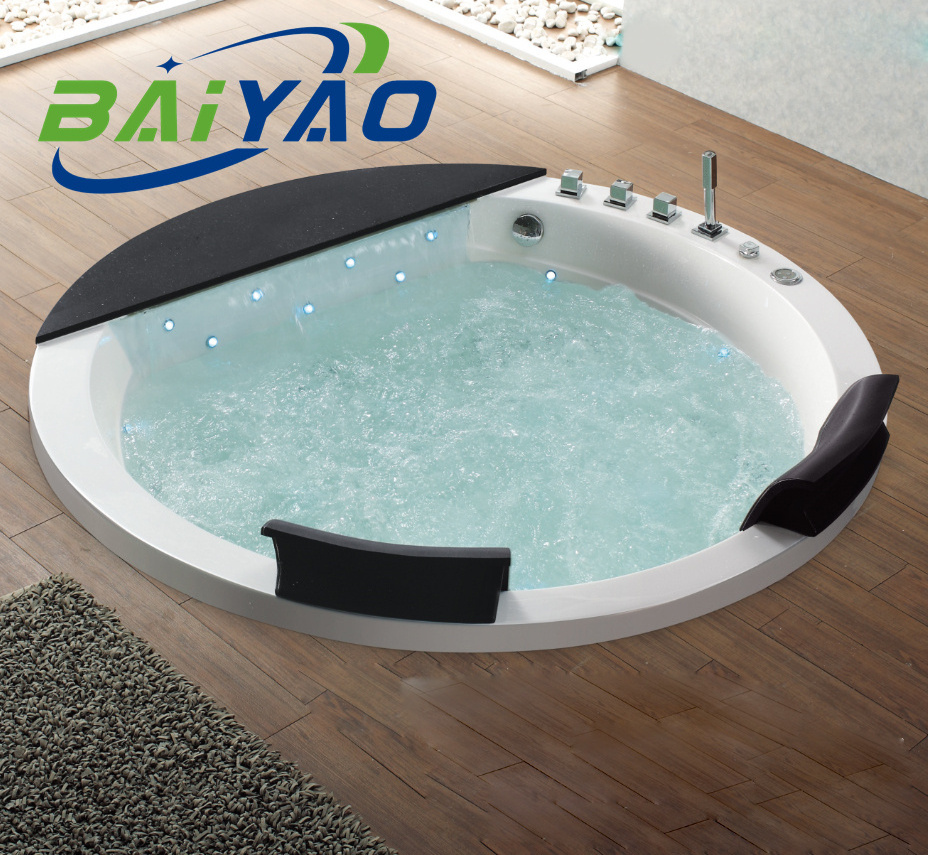 Baiyao 2 Person Embedded Good Quality Massage Wooden Barrel Bathtub Whirlpool Spa With EXW Price