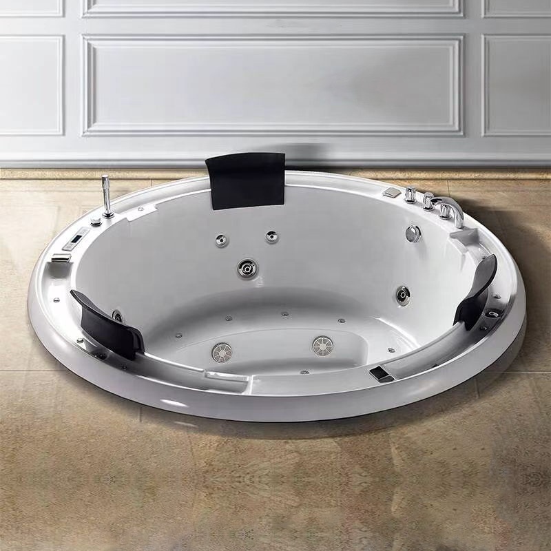 Smart Embedded Soaking Spa Bathtub Round Underground Outdoor Yacuzzi Acrylic Drop-in Whirlpool Bathtubs For 3 People