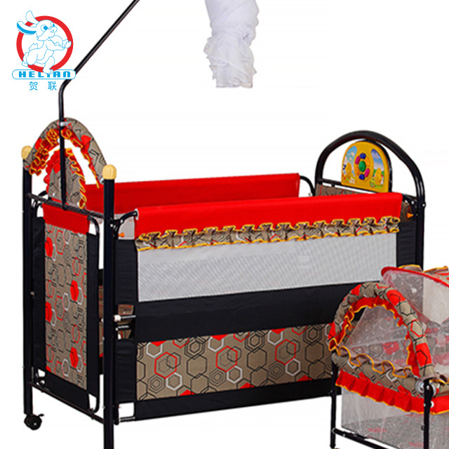 BLM 2021Classic Multifunction Environmentally Friendly Iron New Born Baby Metal Crib With Mosquito Net