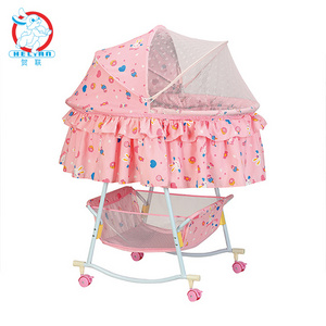 BLM Portable Outdoor Travel Baby Cot Bassinet Bed pink and blue Color Best collapsible crib for children