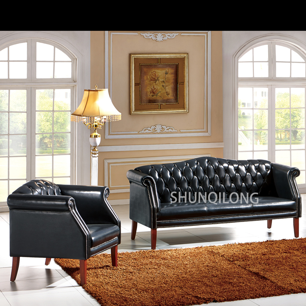 High End European Antique Rustic Real Genuine  Leather apartment  couch Sofa Set Living Room Furniture