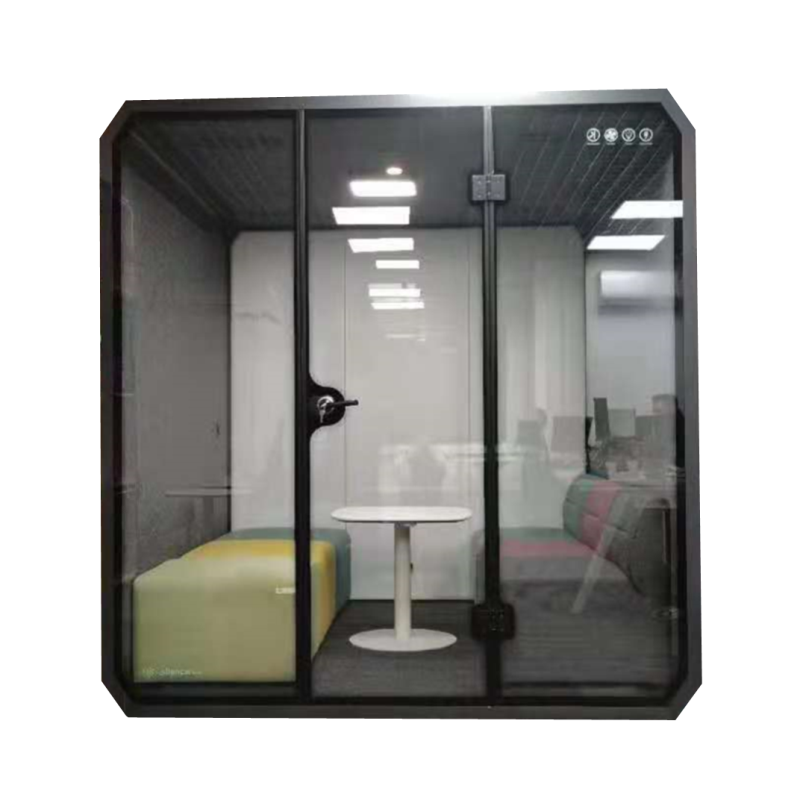 Portable Silence Booth 2 Person Meeting Pod Soundproof Prefab Cabin with Light Office Pod