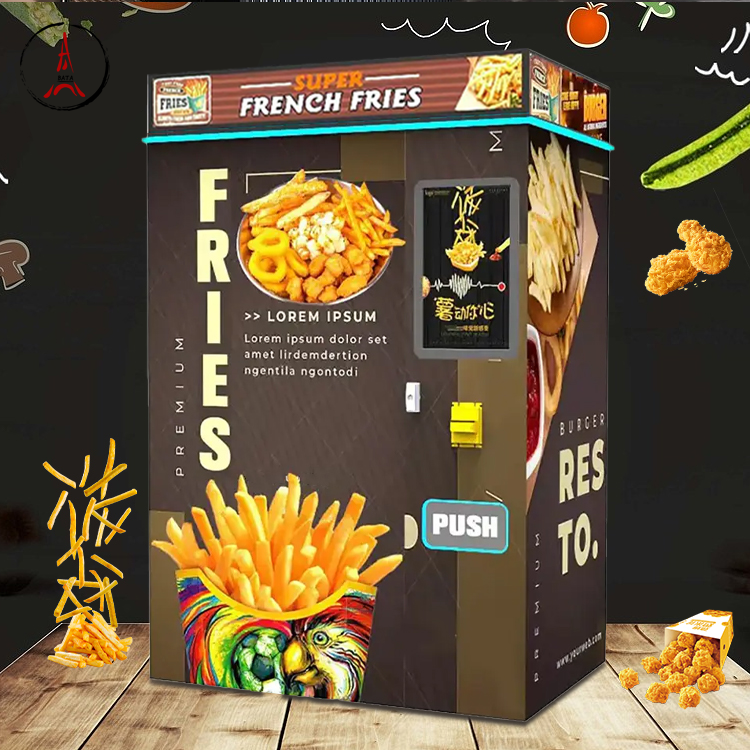 Commercial Fully Automatic Outdoor Hot Fresh Fast Food Self Service Smart Touch Screen French fries Vending Machine