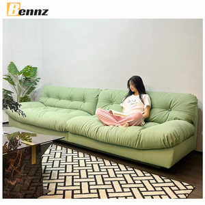 Green color Italian low price modern  brushed fabric  sofa set  furniture size and color  customizable living room cloud sofa