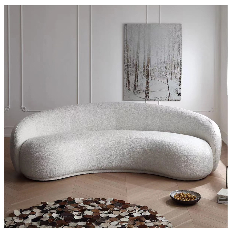 Modern Furniture Comfort White Half Moon Round Cloud Living Room Lounge Couches Couch 3 Seater Curved Sofa For Home