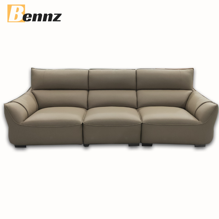 High back cushion Brown color Modern Italian luxury leather sofa living room  Sectional Couch sofa sets furniture