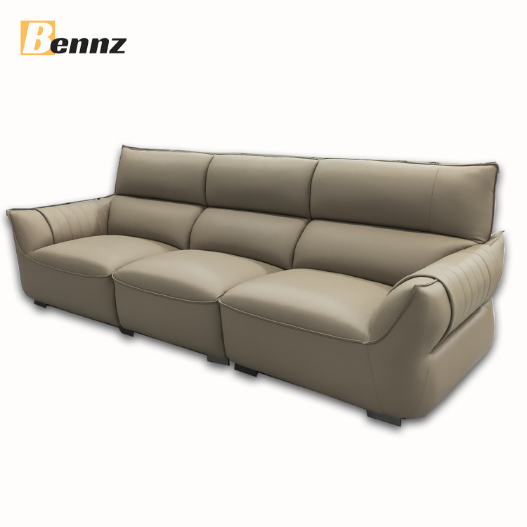 High back cushion Brown color Modern Italian luxury leather sofa living room  Sectional Couch sofa sets furniture