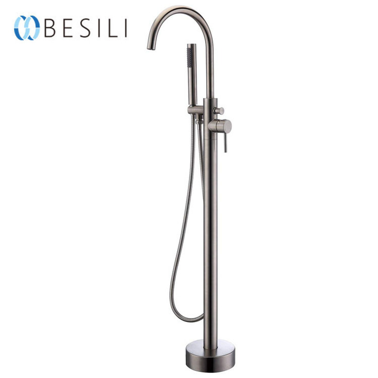 China Brass Hid Free Standing Bath Shower Mixer floor stand Tub Filler Shower Mixer Freestanding Bathtub Faucet