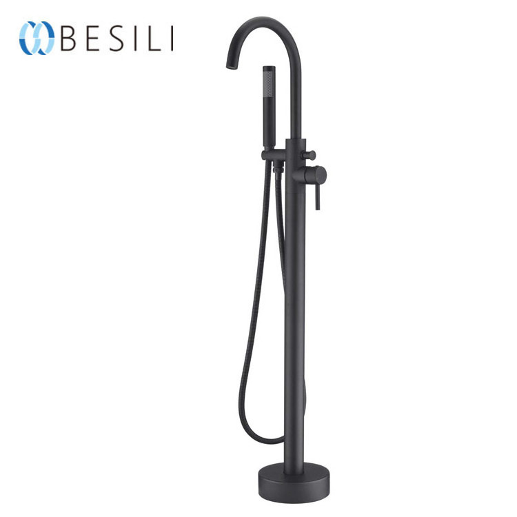 China Brass Hid Free Standing Bath Shower Mixer floor stand Tub Filler Shower Mixer Freestanding Bathtub Faucet