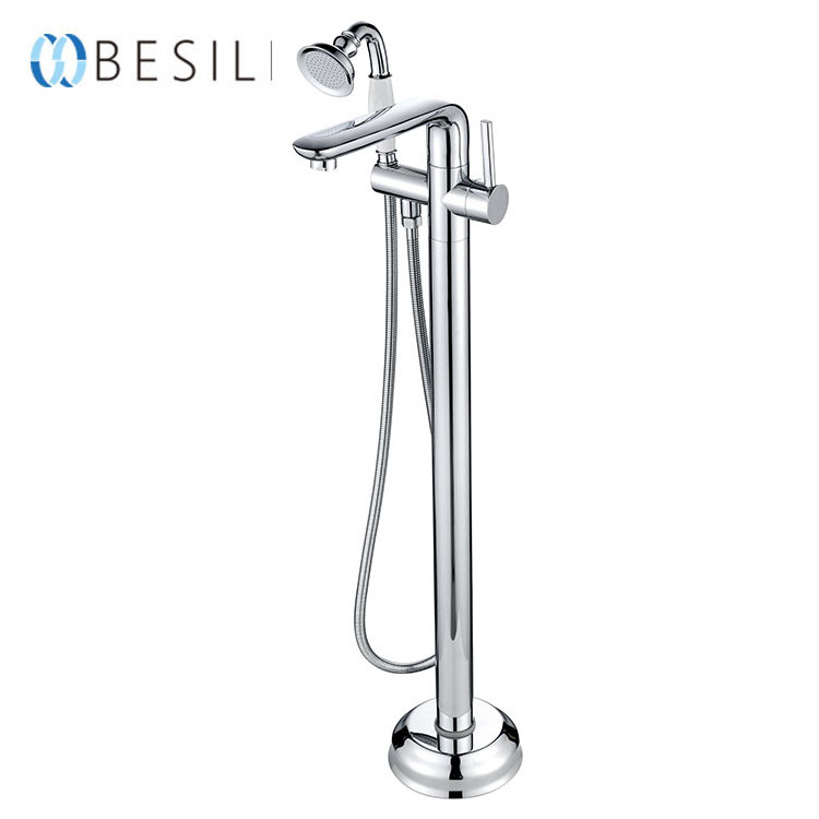 China Brass Hid Free Standing Bath Shower Mixer floor stand Tub Filler Shower Mixer Freestanding Bathtub Faucet