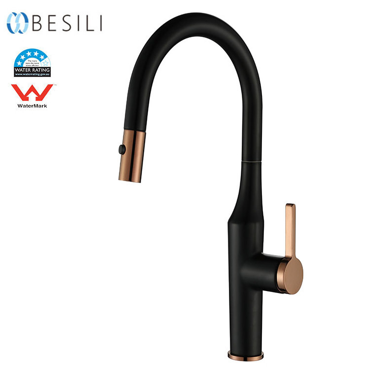 Watermark Tapware Vintage New Design Brass Sink Mixer Single Handle Sink Tap Black Pull Out Antique Kitchen Faucet