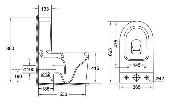 Tornado Watermark toilet back to wall water closet with Australian standard WELS certificate 2180