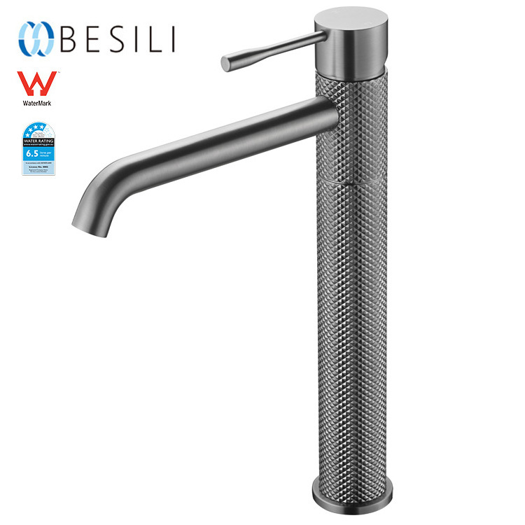 Gunmetal Bathroom Faucet Hot Cold Mixer Commercial Watermark Long Neck Water Sink Basin Faucet