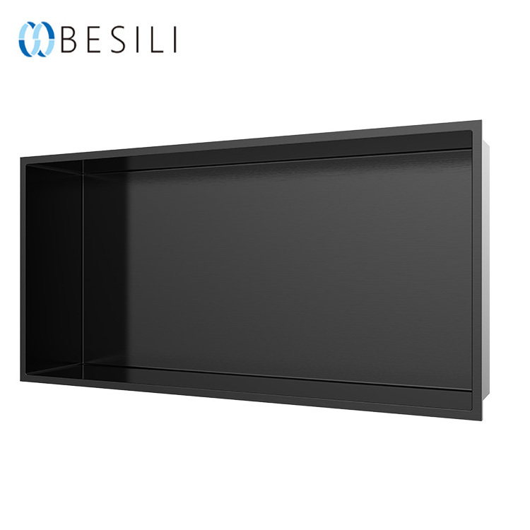 New designs Double bowel bathroom niche matte black steel stainless shower wall niche