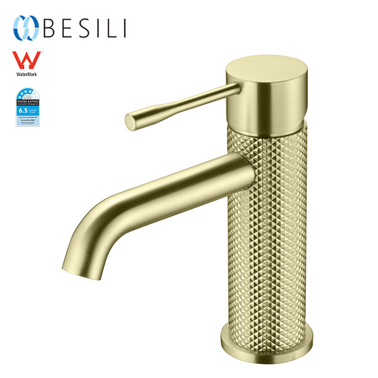 Watermark Knurling faucet Single Handle Bathroom Tap Brass Basin Faucet Hot And Cold Water Tap