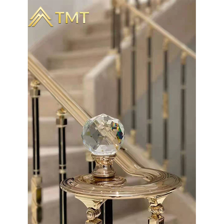 Decorative stair post titanium gold crystal acrylic pillar stainless steel crystal glass stair pillar