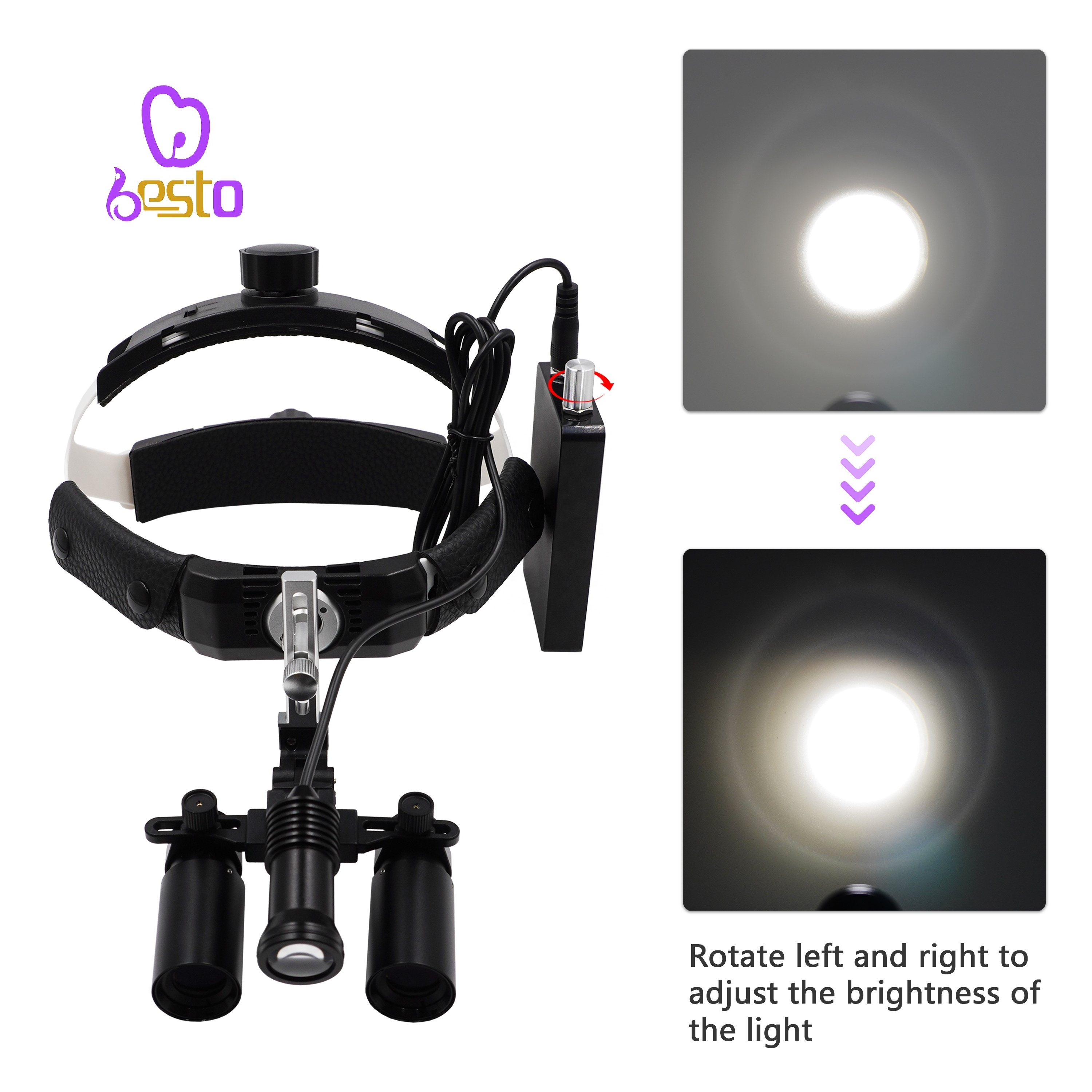 LED Dental Headlight 5x6x Magnifier 5W LED High Spot Surgical Headlight Brightness Adjustable Surgical Headband Lamp