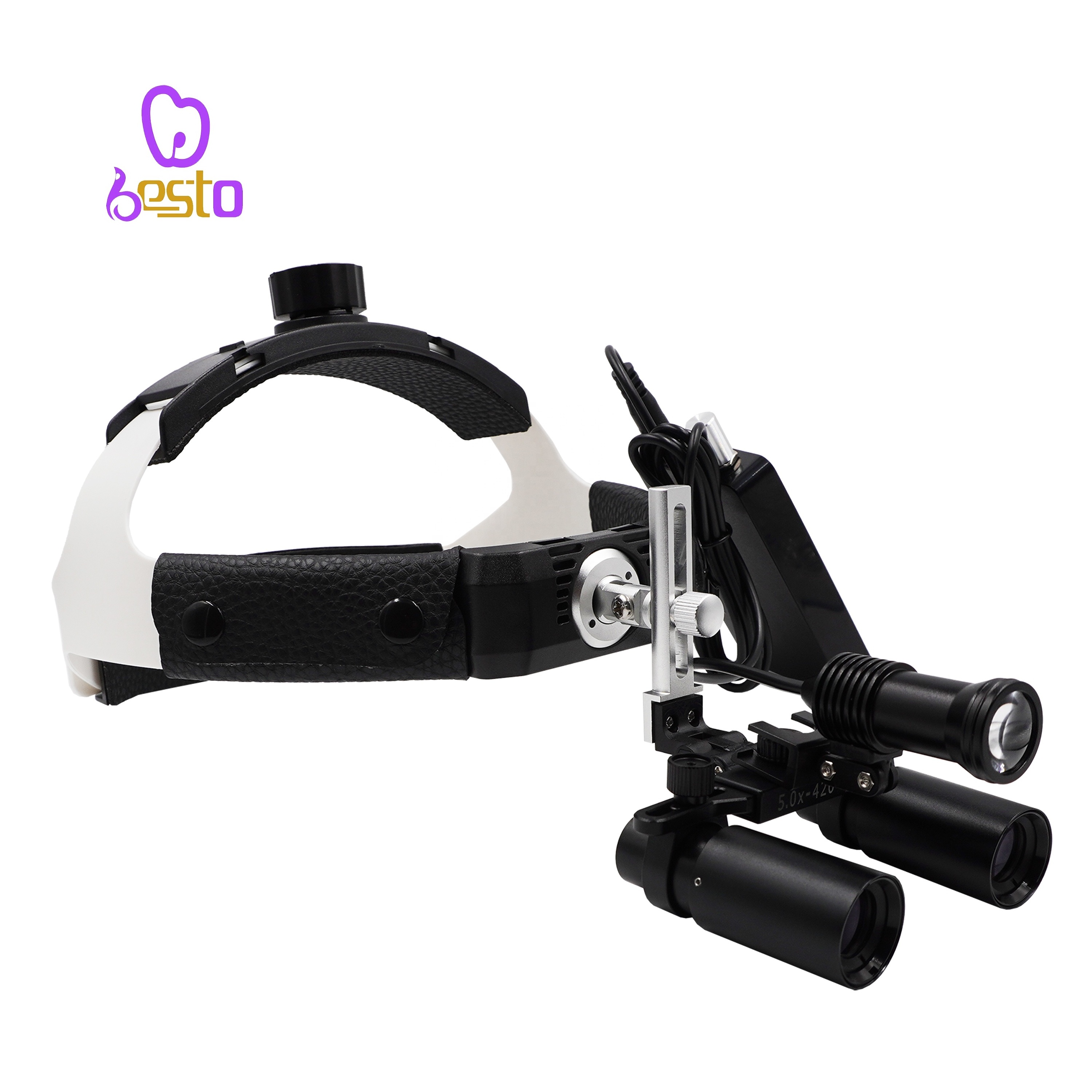 LED Dental Headlight 5x6x Magnifier 5W LED High Spot Surgical Headlight Brightness Adjustable Surgical Headband Lamp