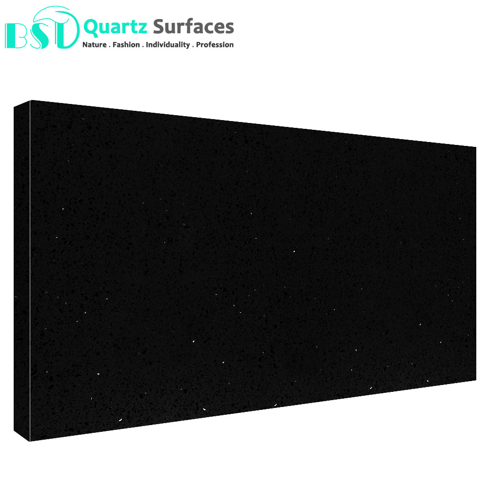 Interior Tiles Sparkle Black Artificial Quartz Stone High Quality Hotel Sintered Stone Wall Countertops