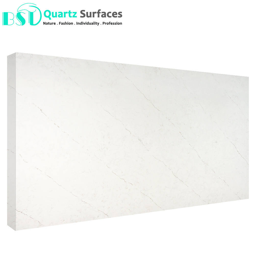 Carrara Quartz Slabs Wall Panel Floor Tile Slab White Marble Artificial Calacatta Gold Back Quartz For Sale