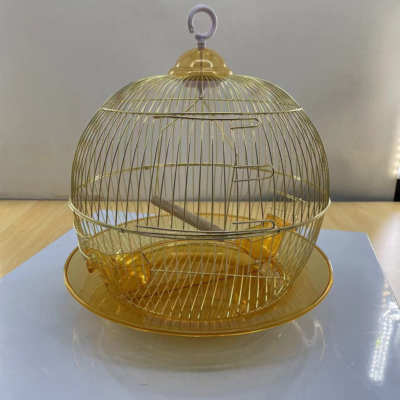 Golden round bird cage