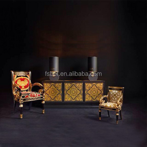 Luxurious customized royal style gold king throne wooden office chair VC006-1