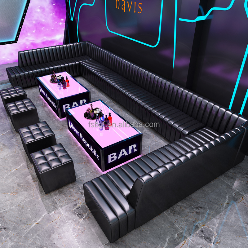 KTV sofa custom bar home corner U shaped box European-style special luminous coffee table combination beer shop night club sofa