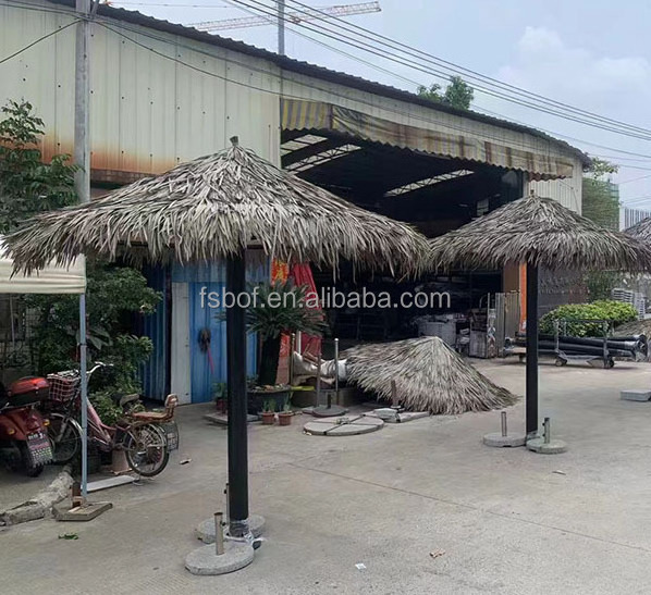 Hotsale Natural Color Hawaii Hula Tiki Artificial Straw Thatched Beach Umbrella  Synthetic palm leaf roof thatch beach umbrella