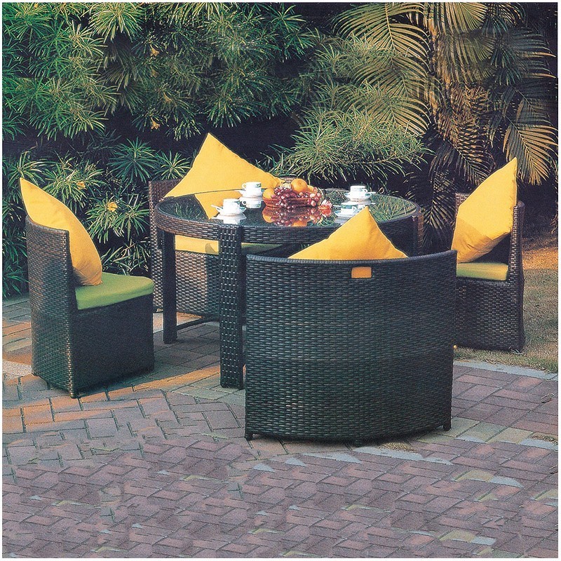 garden black rattan outdoor furniture hotel dining chair and wicker table