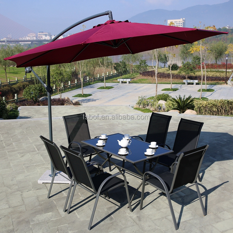 Wholesale outdoor restaurant stack table and chairs Folding table and chair combination with umbrella set