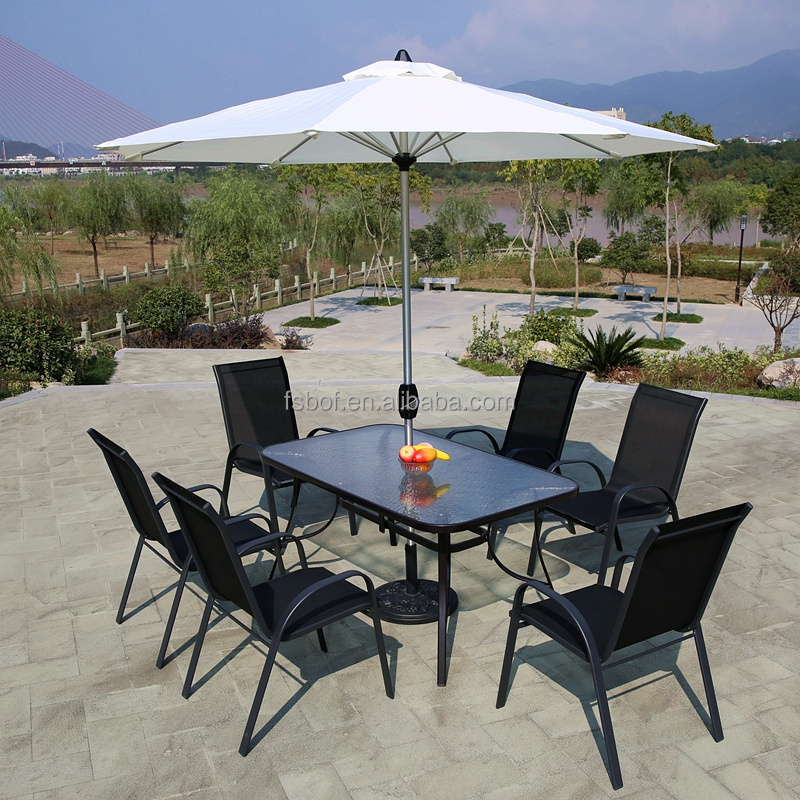 Wholesale outdoor restaurant stack table and chairs Folding table and chair combination with umbrella set