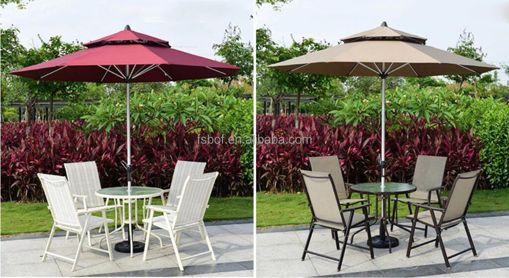 Wholesale big size outdoor parasol & base Restaurant parasol patio umbrella for garden table  Solar LED Lighting Parasol