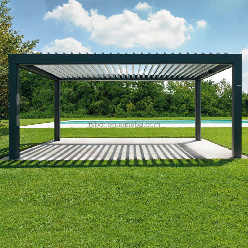 latest outdoor Louvered Pergola with mosquito netting 3x3m 3x4m Aluminum Outdoor Deck Garden Patio Gazebo with Adjustable Roof